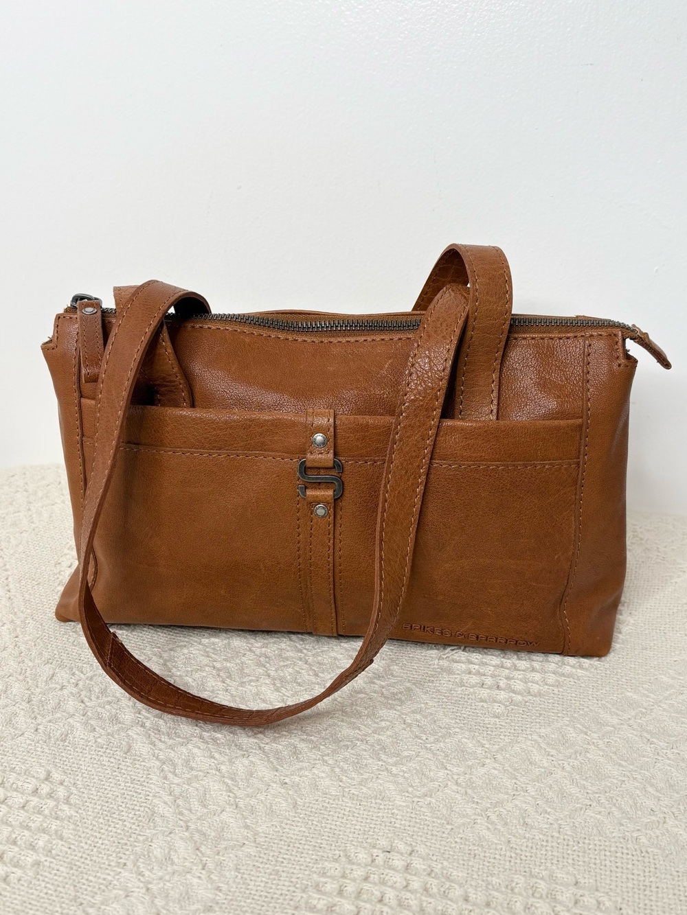 Spikes & Sparrow Tan Leather Satchel Camel Shoulder Bag Purse